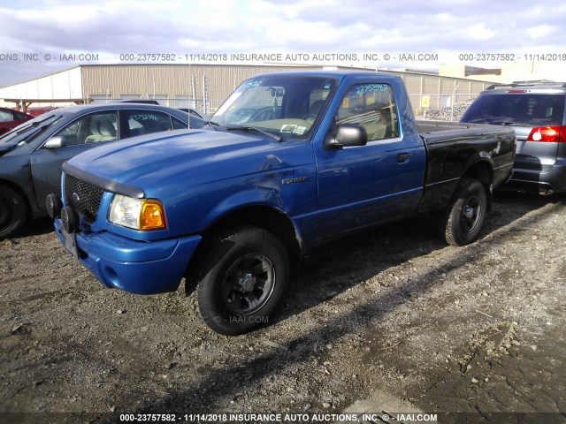 1FTYR10UX2TA27628 - 2002 FORD RANGER BLUE photo 2