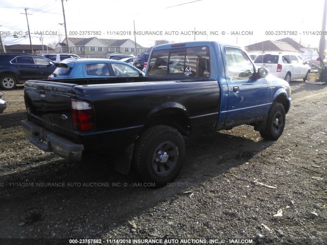 1FTYR10UX2TA27628 - 2002 FORD RANGER BLUE photo 4