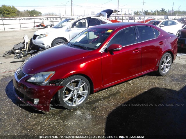 JTHBF5C25A2098500 - 2010 LEXUS IS 250 RED photo 2