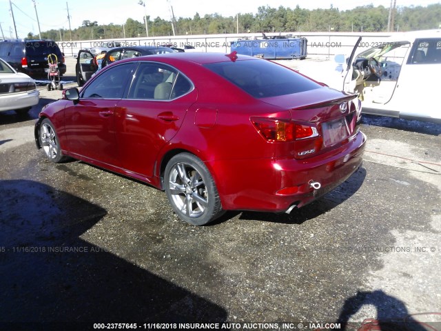 JTHBF5C25A2098500 - 2010 LEXUS IS 250 RED photo 3