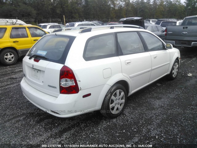 KL5JD86ZX5K101786 - 2005 SUZUKI FORENZA S WHITE photo 4