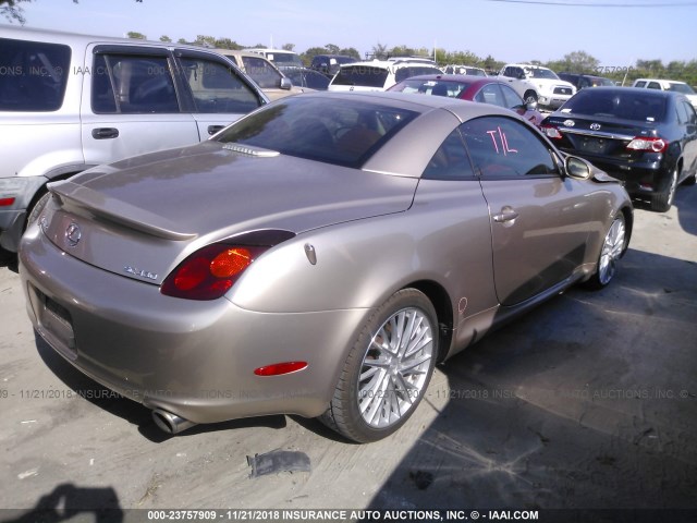 JTHFN48Y340052532 - 2004 LEXUS SC 430 GOLD photo 4