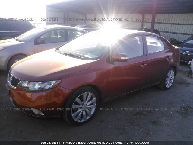 KNAFW4A37A5066443 - 2010 KIA FORTE SX ORANGE photo 2