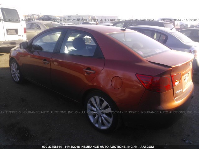 KNAFW4A37A5066443 - 2010 KIA FORTE SX ORANGE photo 3