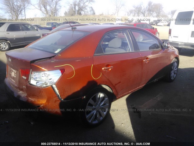 KNAFW4A37A5066443 - 2010 KIA FORTE SX ORANGE photo 4