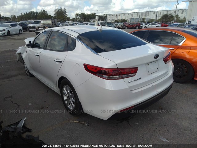 KNAGT4L34G5102348 - 2016 KIA OPTIMA LX WHITE photo 3