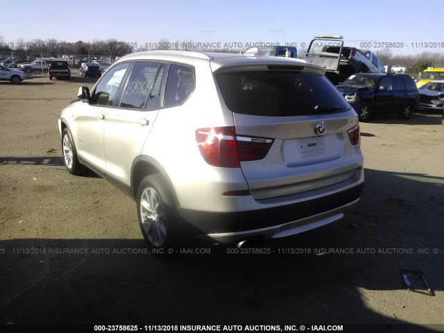 5UXWX9C55D0A23024 - 2013 BMW X3 XDRIVE28I SILVER photo 3