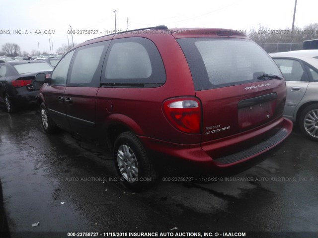 1D4GP24R05B157511 - 2005 DODGE GRAND CARAVAN SE RED photo 3