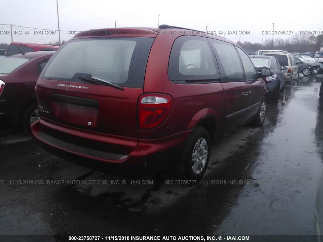 1D4GP24R05B157511 - 2005 DODGE GRAND CARAVAN SE RED photo 4