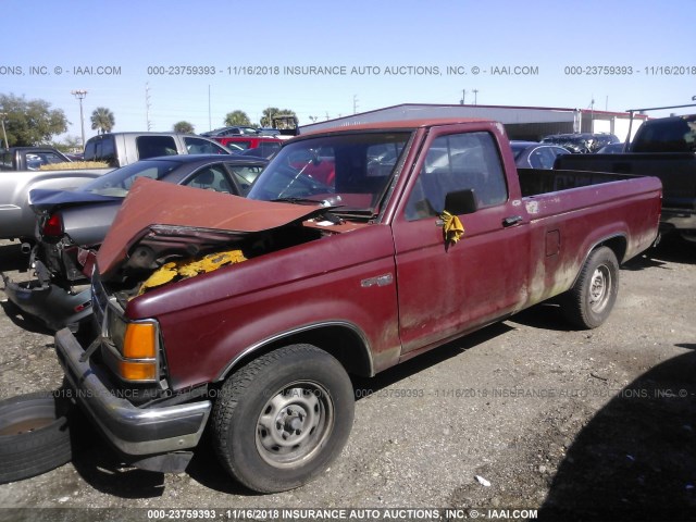 1FTCR10A8KUB11764 - 1989 FORD RANGER RED photo 2