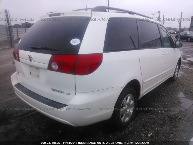 5TDZK23C18S190497 - 2008 TOYOTA SIENNA CE/LE WHITE photo 4