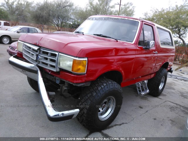 1FMDU15Y9HLA48659 - 1987 FORD BRONCO U100 RED photo 2