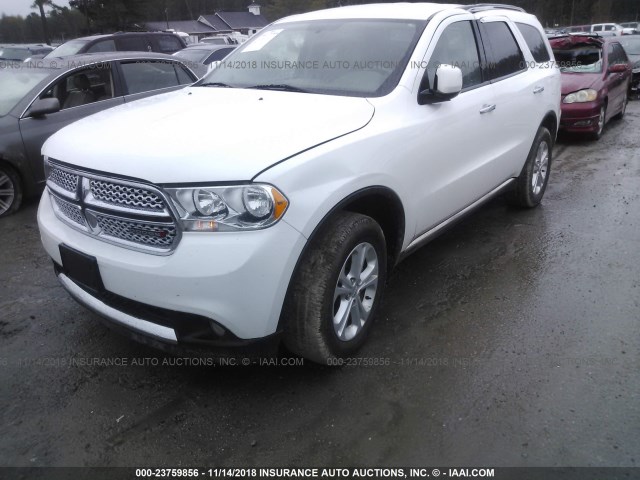 1C4RDHDG1DC616974 - 2013 DODGE DURANGO CREW WHITE photo 2