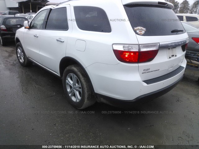 1C4RDHDG1DC616974 - 2013 DODGE DURANGO CREW WHITE photo 3