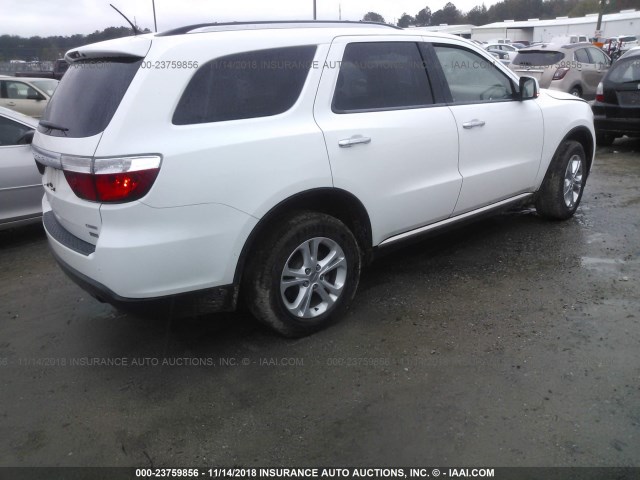 1C4RDHDG1DC616974 - 2013 DODGE DURANGO CREW WHITE photo 4