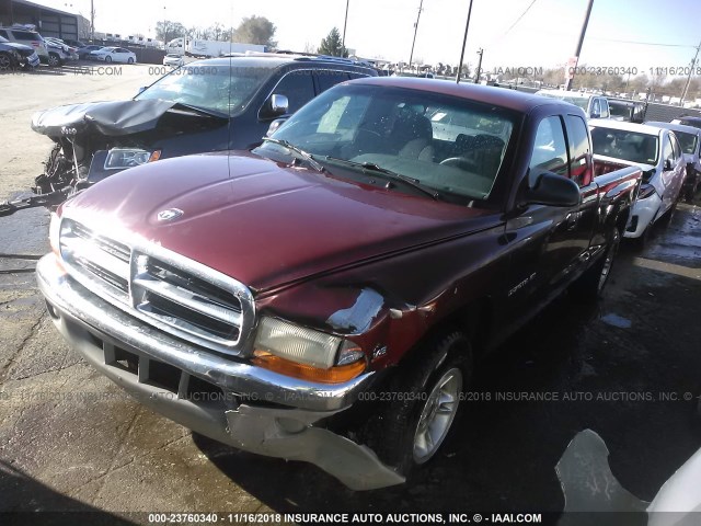 1B7GL22N9YS581458 - 2000 DODGE DAKOTA RED photo 2