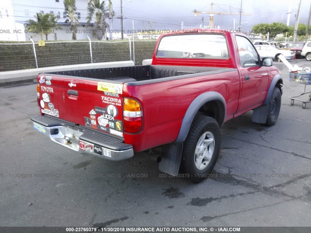 5TENM92N51Z746064 - 2001 TOYOTA TACOMA PRERUNNER RED photo 4