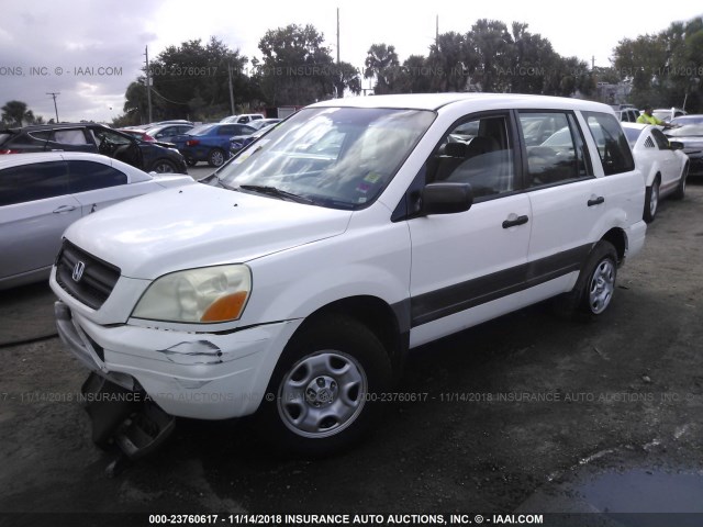 2HKYF18155H558831 - 2005 HONDA PILOT LX WHITE photo 2