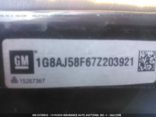 1G8AJ58F67Z203921 - 2007 SATURN ION LEVEL 2 银色 照片 9