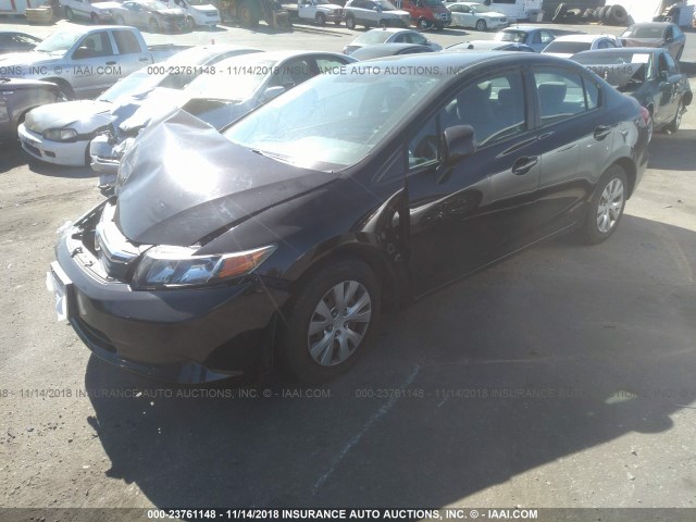 19XFB2F54CE369877 - 2012 HONDA CIVIC LX BLACK photo 2