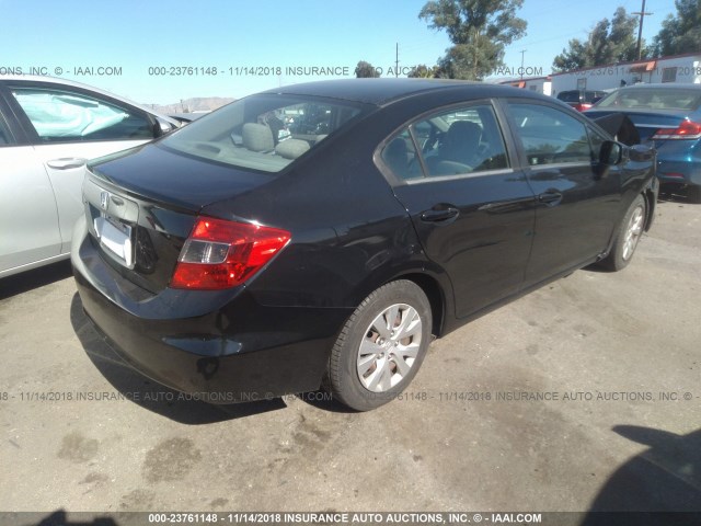 19XFB2F54CE369877 - 2012 HONDA CIVIC LX BLACK photo 4