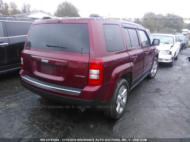 1C4NJPCBXCD580377 - 2012 JEEP PATRIOT LIMITED RED photo 4