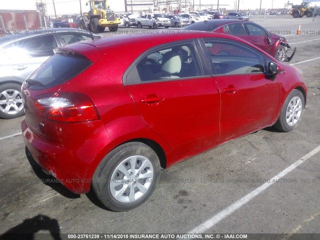 KNADM5A38C6038604 - 2012 KIA RIO LX RED photo 4