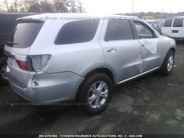 1C4RDJAG9CC100534 - 2012 DODGE DURANGO SXT SILVER photo 4