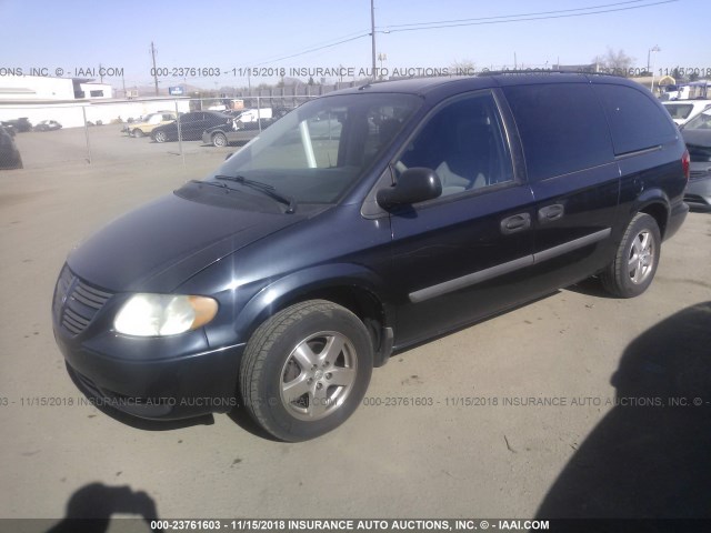 1D4GP24R17B167600 - 2007 DODGE GRAND CARAVAN SE BLUE photo 2