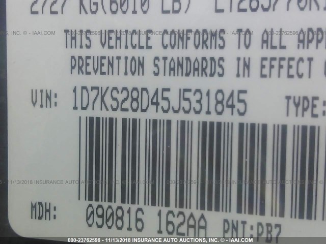 1D7KS28D45J531845 - 2005 DODGE RAM 2500 ST/SLT 蓝色 照片 9