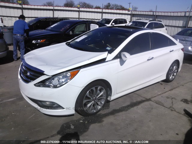 5NPEC4AB8EH845645 - 2014 HYUNDAI SONATA SE/LIMITED WHITE photo 2