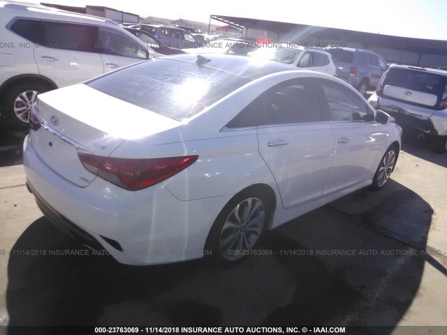 5NPEC4AB8EH845645 - 2014 HYUNDAI SONATA SE/LIMITED WHITE photo 4