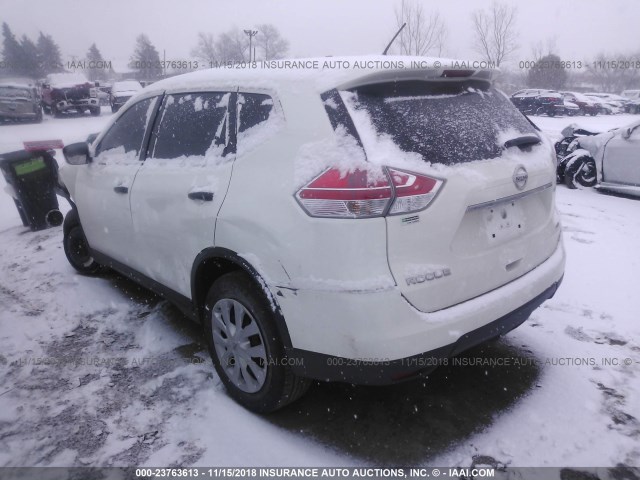 KNMAT2MV9GP690507 - 2016 NISSAN ROGUE S/SL/SV WHITE photo 3