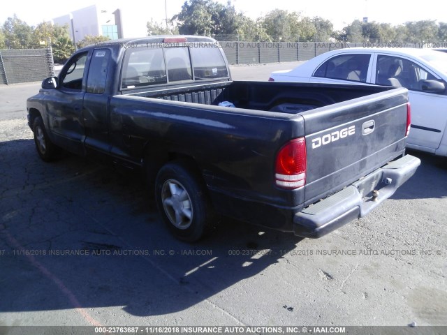 1B7GL22X6YS672172 - 2000 DODGE DAKOTA BLACK photo 3