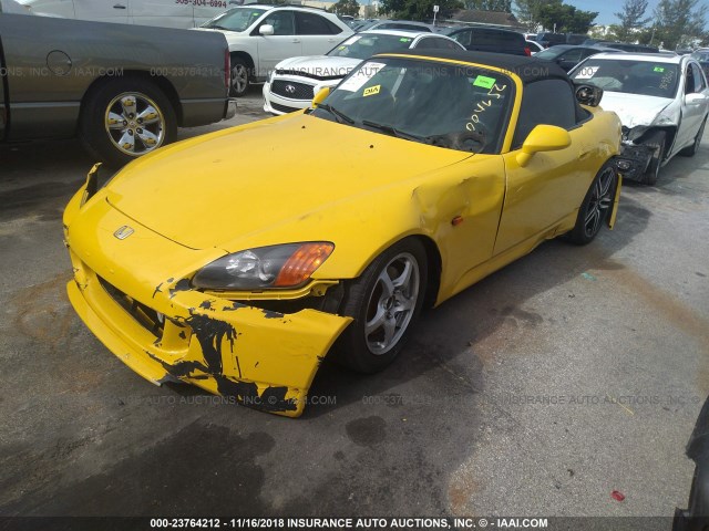 JHMAP11423T004656 - 2003 HONDA S2000 YELLOW photo 2