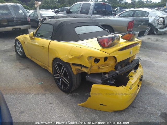 JHMAP11423T004656 - 2003 HONDA S2000 YELLOW photo 3