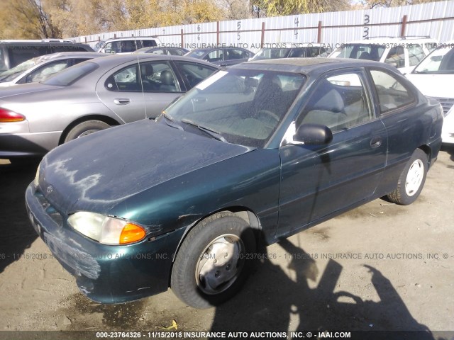 KMHVD34N0VU239870 - 1997 HYUNDAI ACCENT GS/GT GREEN photo 2