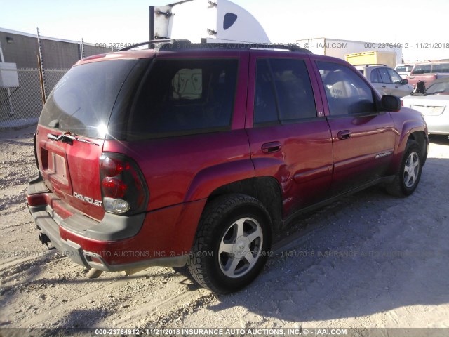 1GNDS13S442376815 - 2004 CHEVROLET TRAILBLAZER LS/LT RED photo 4