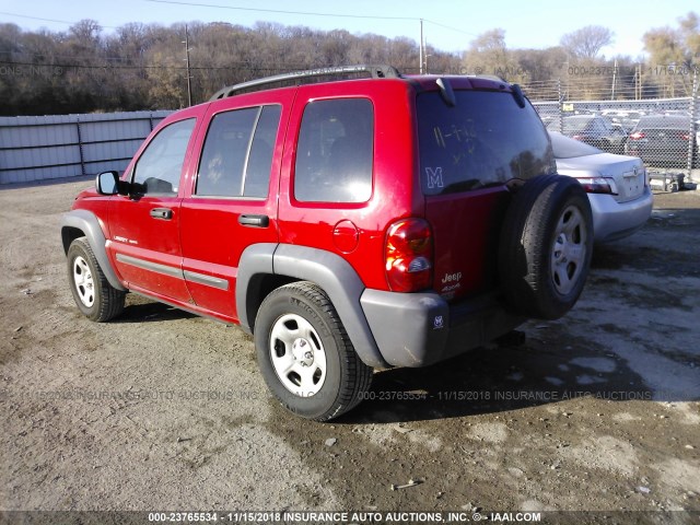 1J4GL48K83W618441 - 2003 JEEP LIBERTY SPORT/FREEDOM RED photo 3