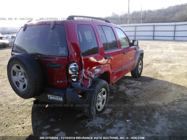 1J4GL48K83W618441 - 2003 JEEP LIBERTY SPORT/FREEDOM RED photo 4