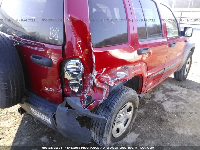 1J4GL48K83W618441 - 2003 JEEP LIBERTY SPORT/FREEDOM RED photo 6