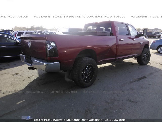 3D7UT2CLXAG145608 - 2010 DODGE RAM 2500 MAROON photo 4