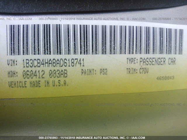 1B3CB4HA8AD618741 - 2010 DODGE CALIBER SXT YELLOW photo 9