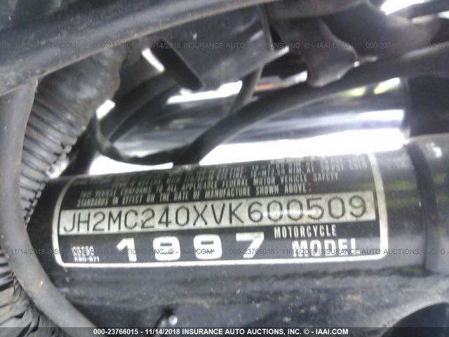 JH2MC240XVK600509 - 1997 HONDA CB250 BLACK photo 10