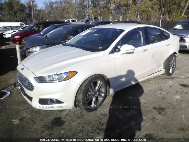 3FA6P0K90ER100212 - 2014 FORD FUSION TITANIUM WHITE photo 2