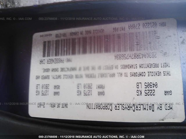 2B3KA43R87H756934 - 2007 DODGE CHARGER SE/SXT GRAY photo 9