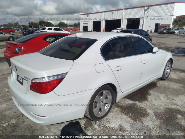 WBANU53508C110259 - 2008 BMW 528 I WHITE photo 4