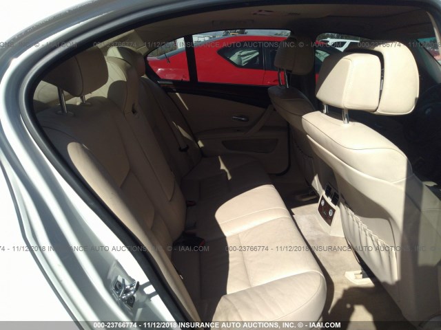 WBANU53508C110259 - 2008 BMW 528 I WHITE photo 8