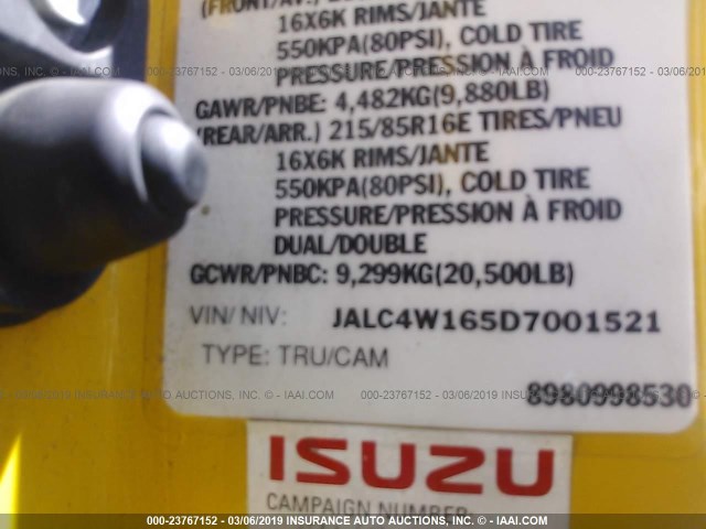 JALC4W165D7001521 - 2013 ISUZU NPR HD YELLOW photo 9