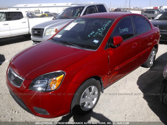 KNADH4A32A6680246 - 2010 KIA RIO LX/SX RED photo 2